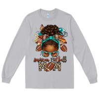 Moon Dust American Football Mom Afro Messy Bun Long Sleeve Tee - texasbilliewilder