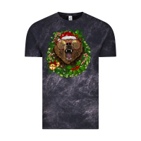 Cloud Black christmas bear  wreath Vintage Tee - BarkalooDesign