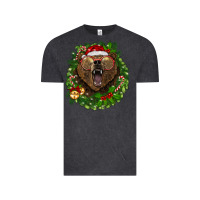 Vintage Black christmas bear  wreath Vintage Tee - BarkalooDesign