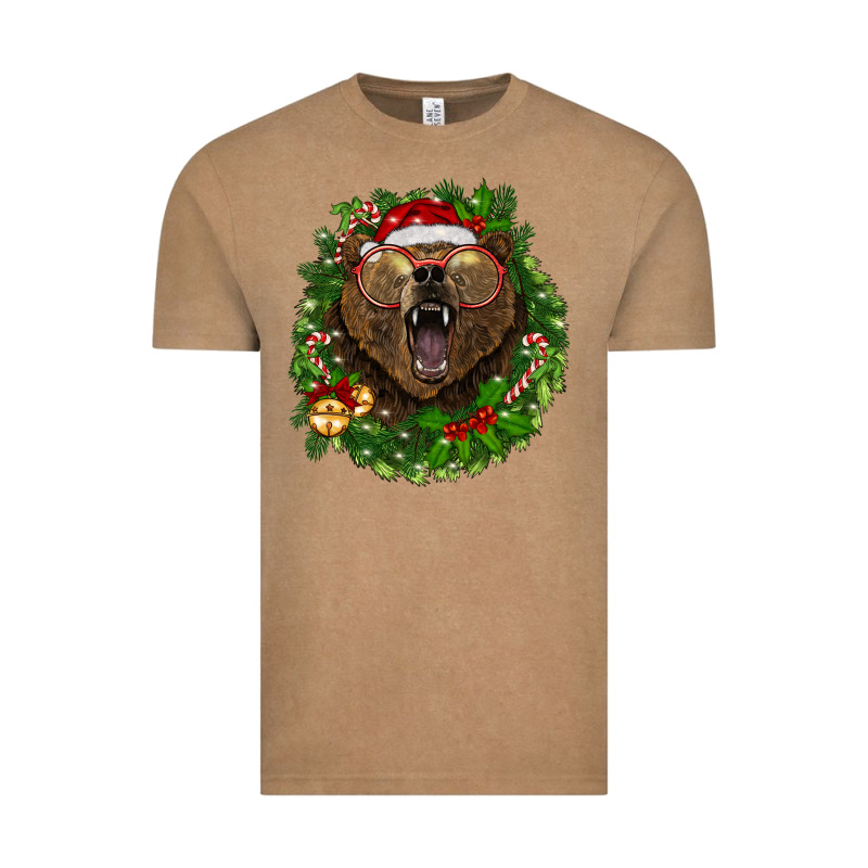 Christmas Bear  Wreath Vintage Tee by BarkalooDesign | Teevron