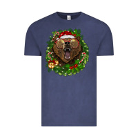 Vintage Denim christmas bear  wreath Vintage Tee - BarkalooDesign