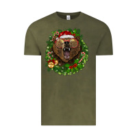 Vintage Olive christmas bear  wreath Vintage Tee - BarkalooDesign