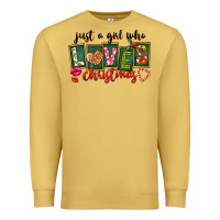 Antique Gold Just A Girl Who Loves Christmas Premium Sweatshirt - FaDigitalArtStudio