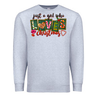 Heather Grey Just A Girl Who Loves Christmas Premium Sweatshirt - FaDigitalArtStudio