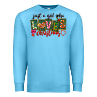 Ocean Blue Just A Girl Who Loves Christmas Premium Sweatshirt - FaDigitalArtStudio