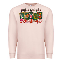 Pale Pink Just A Girl Who Loves Christmas Premium Sweatshirt - FaDigitalArtStudio