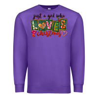 Purple Just A Girl Who Loves Christmas Premium Sweatshirt - FaDigitalArtStudio