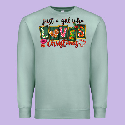 Just A Girl Who Loves Christmas Premium Sweatshirt Designed By Fadigitalartstudio