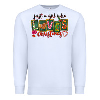 White Just A Girl Who Loves Christmas Premium Sweatshirt - FaDigitalArtStudio