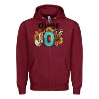 Burgundy Western Choose Joy Zipper Hoodie - FaDigitalArtStudio