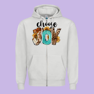 Western Choose Joy Zipper Hoodie Designed By Fadigitalartstudio