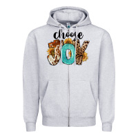 Heather Grey Western Choose Joy Zipper Hoodie - FaDigitalArtStudio