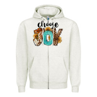 Oatmeal Heather Western Choose Joy Zipper Hoodie - FaDigitalArtStudio