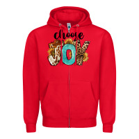 Red Western Choose Joy Zipper Hoodie - FaDigitalArtStudio