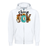 White Western Choose Joy Zipper Hoodie - FaDigitalArtStudio