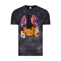 Cloud Black halloween black cat pumpkin Vintage Tee - BarkalooDesign