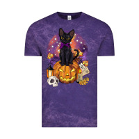 Cloud Purple halloween black cat pumpkin Vintage Tee - BarkalooDesign