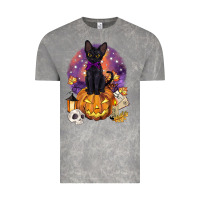 Cloud Rock halloween black cat pumpkin Vintage Tee - BarkalooDesign