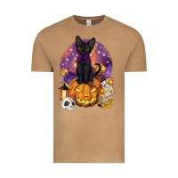 Halloween Black Cat Pumpkin Vintage Tee | Teevron