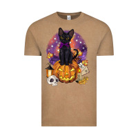 Vintage Coffee halloween black cat pumpkin Vintage Tee - BarkalooDesign