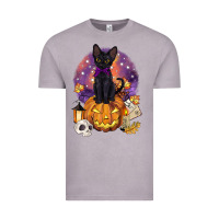 Vintage Zinc halloween black cat pumpkin Vintage Tee - BarkalooDesign