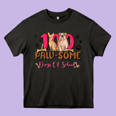 100 Paw Some Days Of School Heavy Core Tee Designed By Maliassmallbusiness