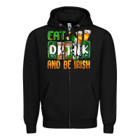 Black St. Patrick's Eat drink and be Irish Zipper Hoodie - OliviaCreatesArt