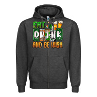 Charcoal Heather St. Patrick's Eat drink and be Irish Zipper Hoodie - OliviaCreatesArt