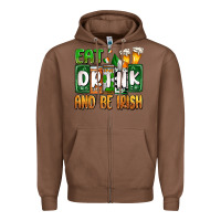 Chestnut St. Patrick's Eat drink and be Irish Zipper Hoodie - OliviaCreatesArt