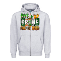 Heather Grey St. Patrick's Eat drink and be Irish Zipper Hoodie - OliviaCreatesArt