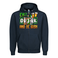 Navy St. Patrick's Eat drink and be Irish Zipper Hoodie - OliviaCreatesArt