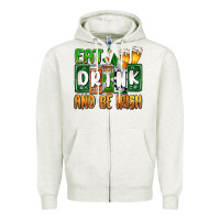 Oatmeal Heather St. Patrick's Eat drink and be Irish Zipper Hoodie - OliviaCreatesArt