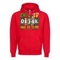 Red St. Patrick's Eat drink and be Irish Zipper Hoodie - OliviaCreatesArt
