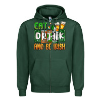 Sports Green St. Patrick's Eat drink and be Irish Zipper Hoodie - OliviaCreatesArt