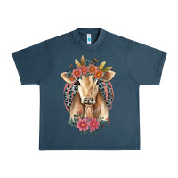 Midnight Navy flower cow Urban Heavy Tee - Jasminsmagicworld