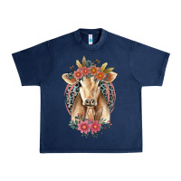 Navy flower cow Urban Heavy Tee - Jasminsmagicworld