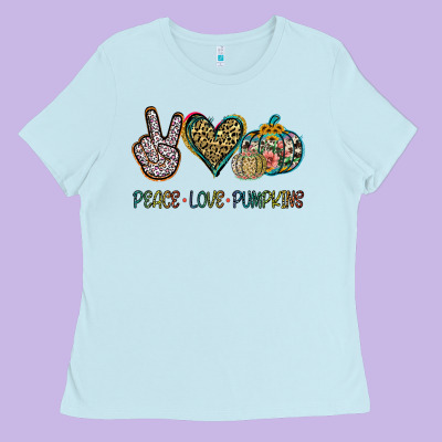 Peace Love Pumkins Ladies Tee Designed By Jasminsmagicworld