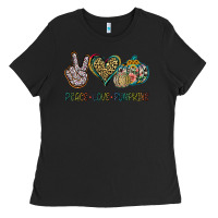 Black Peace Love Pumkins Ladies Tee - Jasminsmagicworld