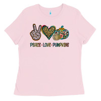 Bubblegum Pink Peace Love Pumkins Ladies Tee - Jasminsmagicworld