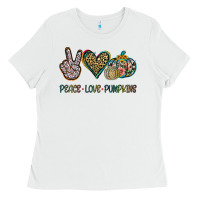 White Peace Love Pumkins Ladies Tee - Jasminsmagicworld