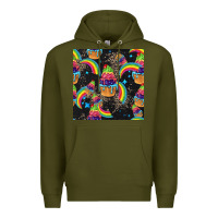 Army Green pride cupcake seamless pattern Premium Hoodie - FaDigitalArtStudio
