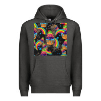 Charcoal Heather pride cupcake seamless pattern Premium Hoodie - FaDigitalArtStudio