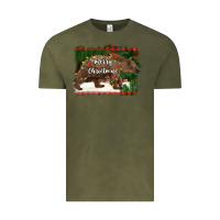Vintage Olive merry christmas bear Vintage Tee - BarkalooDesign