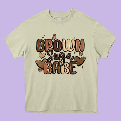 Brown Sugar Babe Heavy Core Tee Designed By Maliassmallbusiness