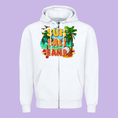 Sun Salt Sand Zipper Hoodie Designed By Fadigitalartstudio