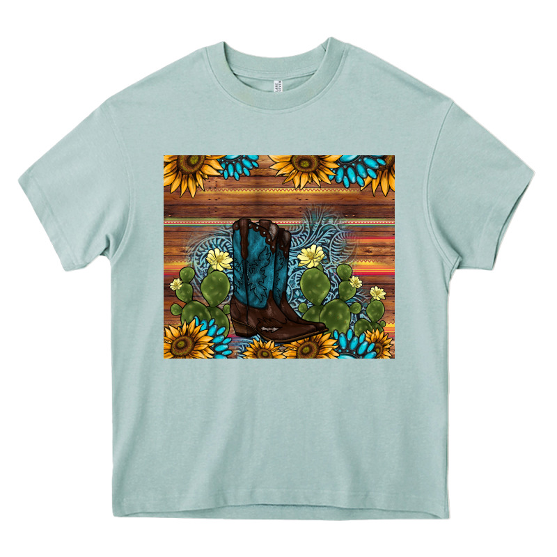 Boot Cactus Sunflower Gemstone Heavy Core Tee by AdoDesignShop | Teevron