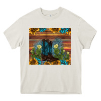 Cream boot cactus sunflower gemstone Heavy Core Tee - AdoDesignShop
