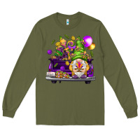Army Green Mardi Gras gnome on the truck Long Sleeve Tee - NancyCooperArtShop