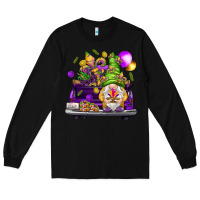 Black Mardi Gras gnome on the truck Long Sleeve Tee - NancyCooperArtShop