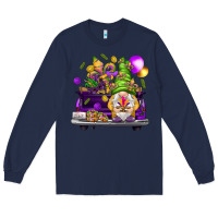 Navy Mardi Gras gnome on the truck Long Sleeve Tee - NancyCooperArtShop